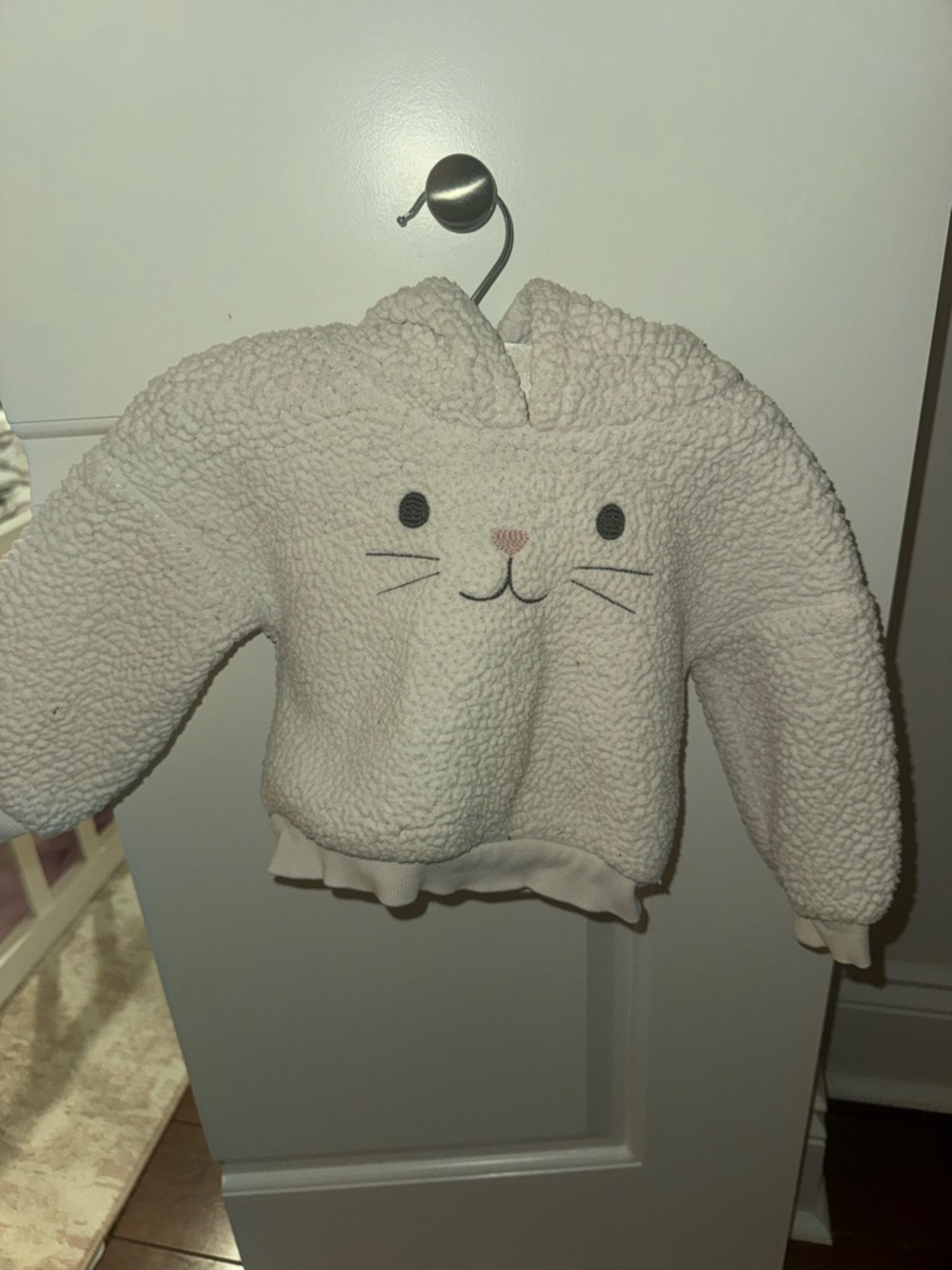 Kids Cream Sherpa Hoodie with Cute Bunny Face